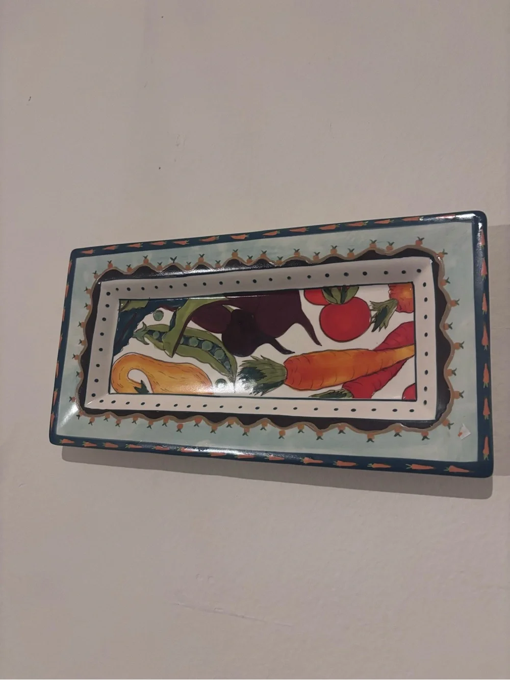 Hand-Painted Ceramic Vegetable Platter - Multicolor Accent